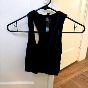 Black plunging neck crop top